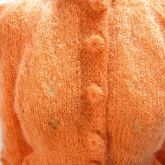 NEW MARIDRUNA Women's The Fiona Mohair Hand Knit Cardigan Sweater Size OS Orange - Picture 4 of 12